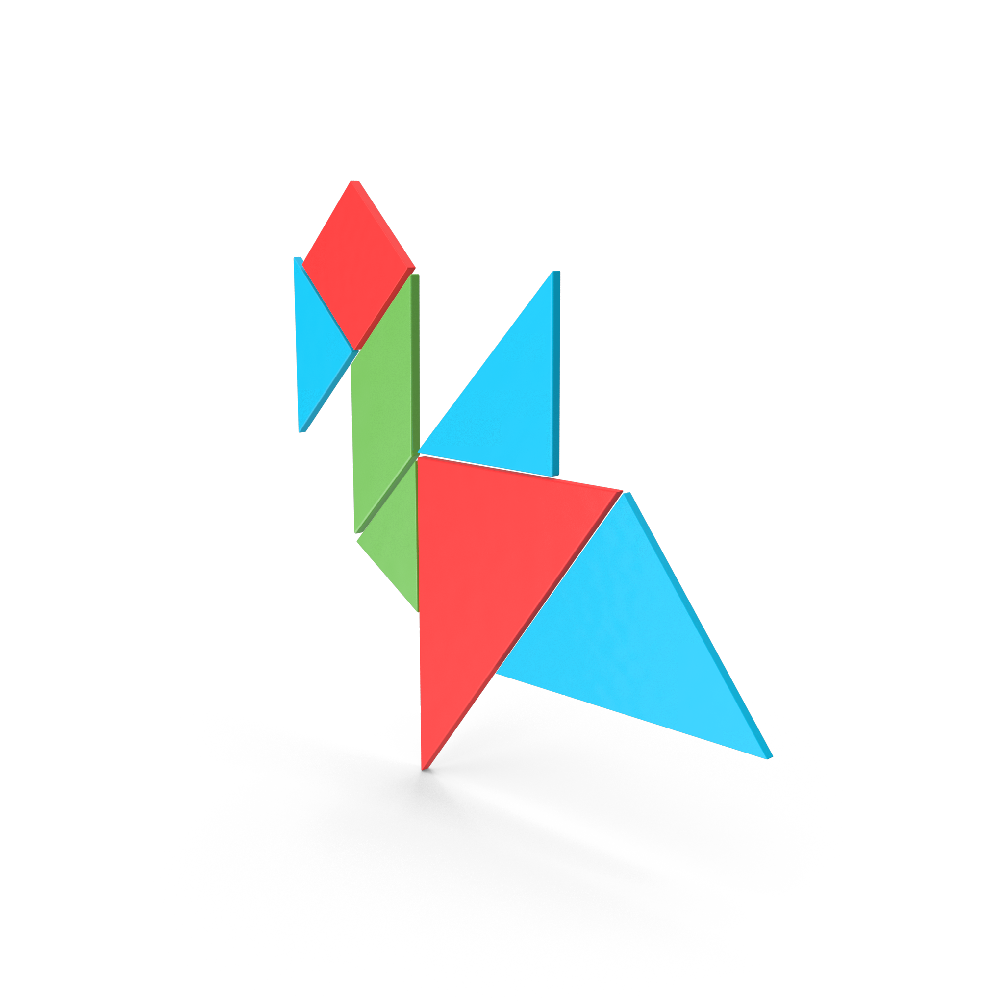 renkli ve tangram parçalarından oluşan kuş sembolü